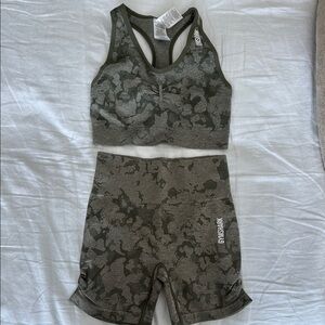 Gymshark Camo Sports Bra and Shorts Set